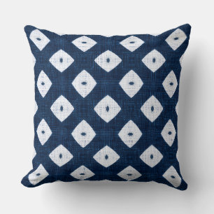 Almohada moderna de color azul marino y blanco