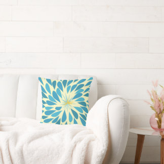 Almohada moderna de flor de Aqua y Starburst amari
