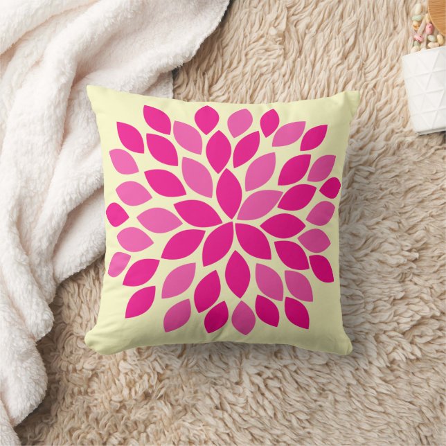 almohada moderna de flor rosa y amarillo Starburst (Manta)