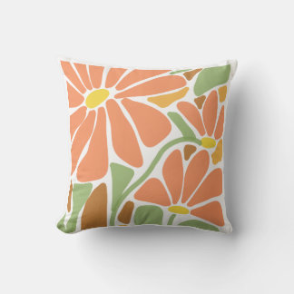 Almohada moderna de flores naranjas | Botánico atr