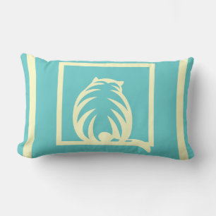 almohada moderna de GATOS azul turquesa y crema