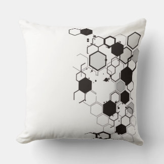 Almohada moderna de geometría hexagonal