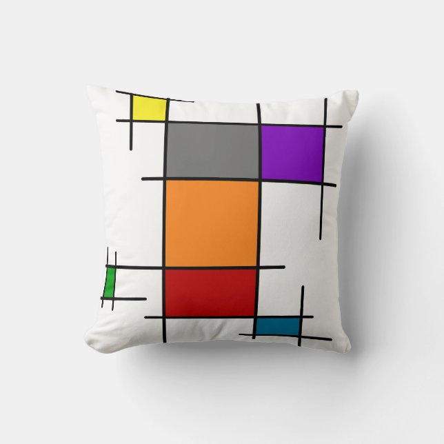 Almohada moderna de geometría Mondrian con bloque  (Anverso)