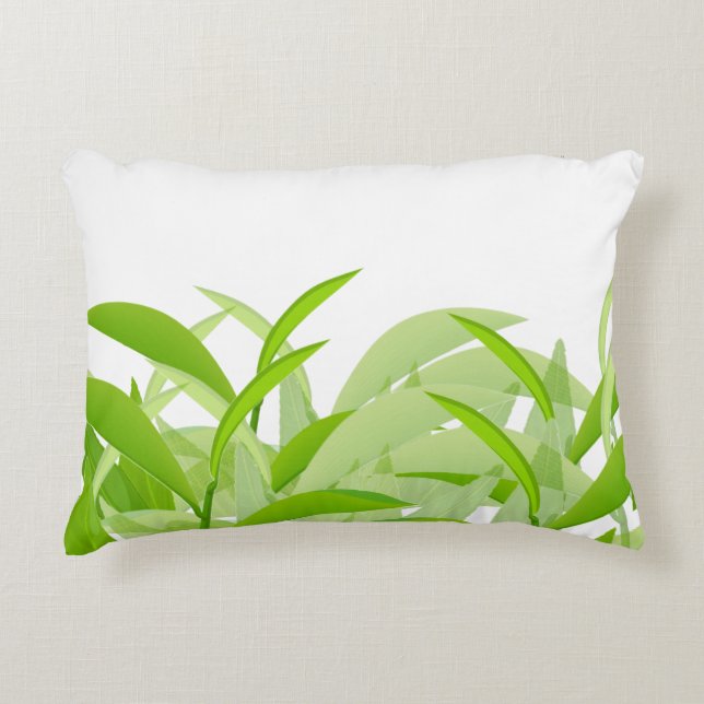 Almohada moderna de hoja verde abstracta botánica (Anverso)