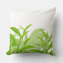 Almohada moderna de hoja verde abstracta botánica