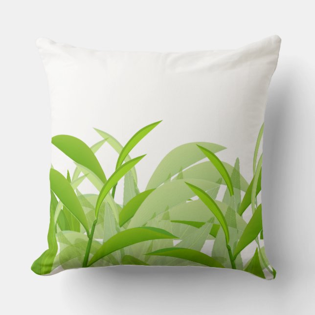 Almohada moderna de hoja verde abstracta botánica (Anverso)