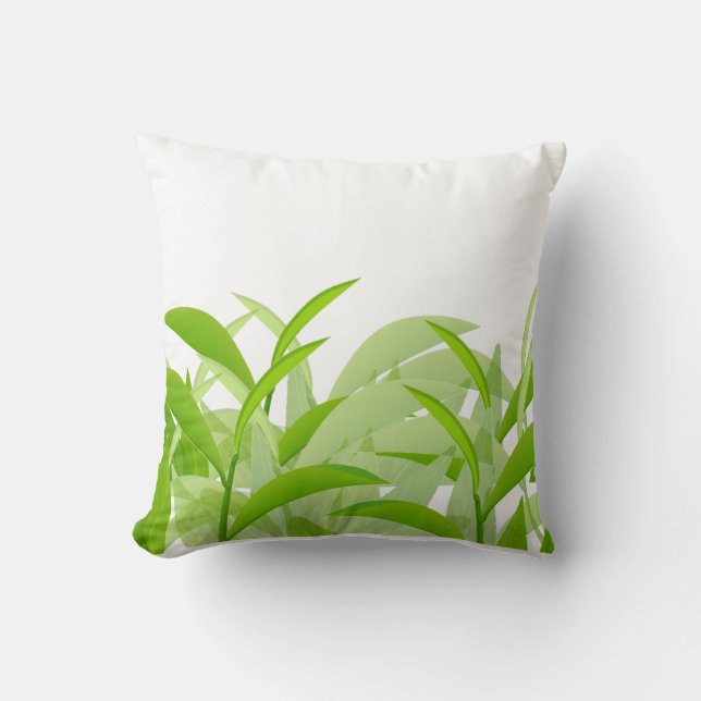 Almohada moderna de hoja verde abstracta botánica (Anverso)