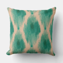 Almohada moderna de Ikat Teal y Clay | Boho-Lux