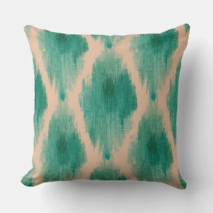Almohada moderna de Ikat Teal y Clay   Boho-Lux