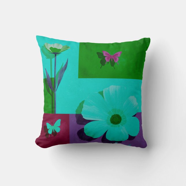 Almohada moderna de jardín floral rosa (Anverso)