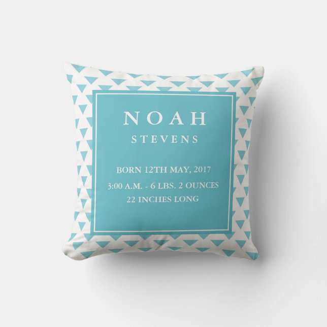 Almohada moderna de la invitación del nacimiento (Anverso)