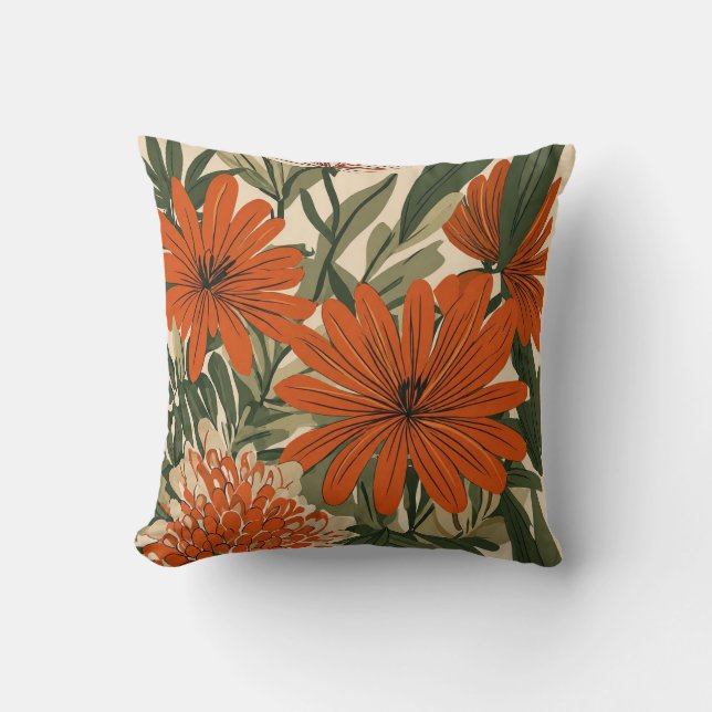 Almohada moderna de lanzamiento floral botánico |  (Anverso)