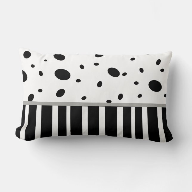 almohada moderna de moda rayas de puntos negros y  (Anverso)