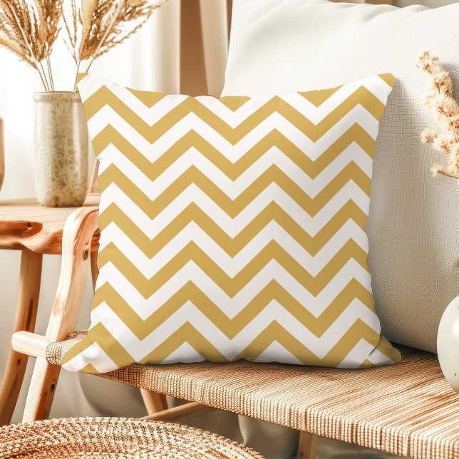Almohada moderna de oro y blanco con chevron (Subido por el creador)