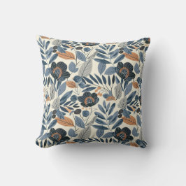 Almohada moderna de primavera floral botánica azul