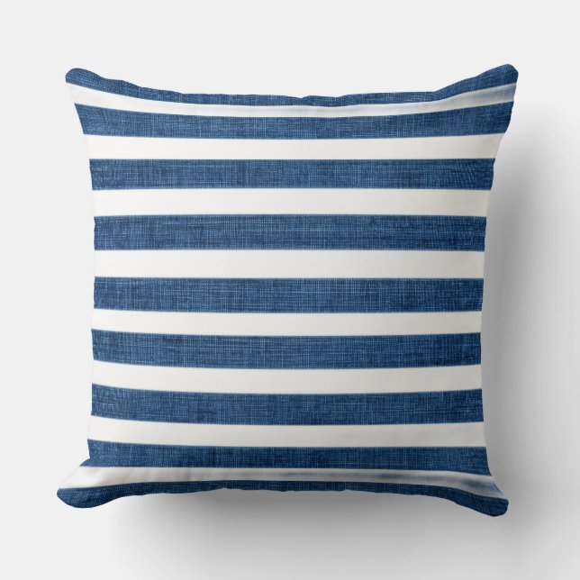 Almohada moderna de rayas azules (Anverso)