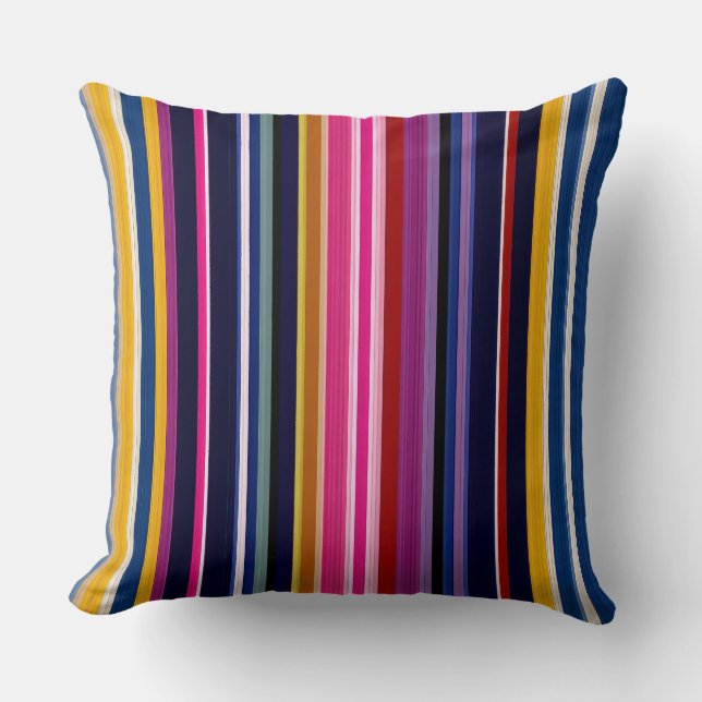 Almohada moderna de rayas verticales vibrantes (Anverso)