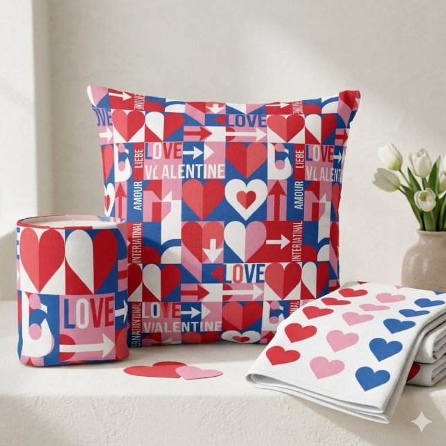 Almohada moderna de San Valentín de amor internaci (Subido por el creador)