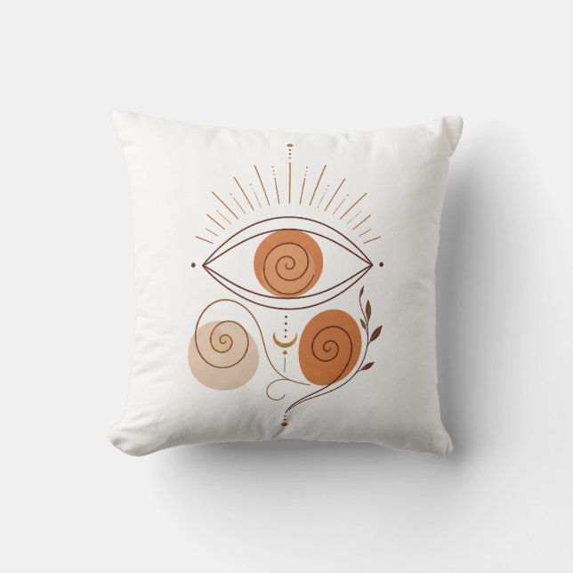 Almohada moderna de terracota con diseño de ojo ma (Anverso)