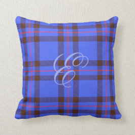 Almohada (moderna) del monograma del tartán de