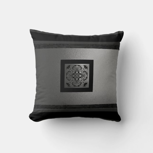 Almohada moderna elegante/ BLK&Silver-Design 1 (Anverso)