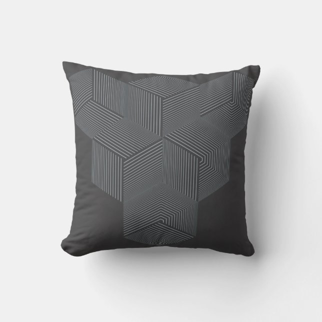 Almohada moderna gris isométrica de ilusión óptica (Anverso)