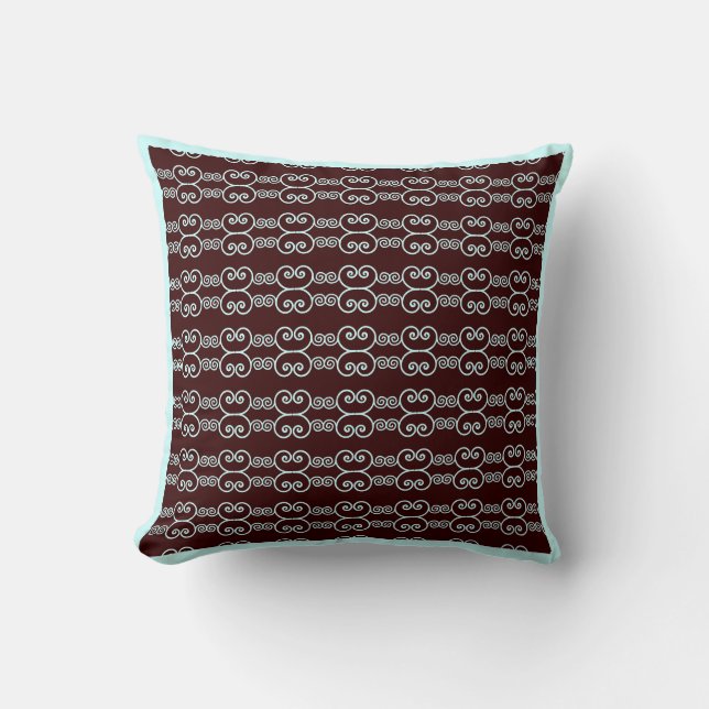 almohada moderna marrón y azul turquesa (Anverso)