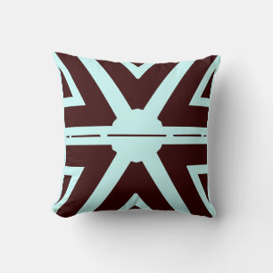 almohada moderna marrón y azul turquesa