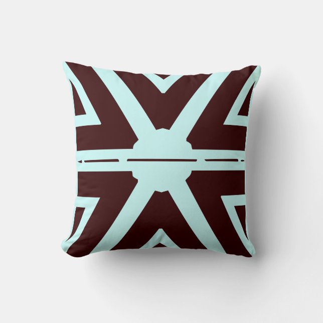 almohada moderna marrón y azul turquesa (Anverso)