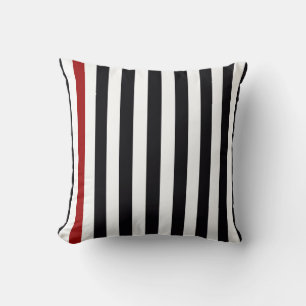 Almohada moderna negra, blanca y roja a rayas – B