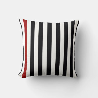 Almohada moderna negra, blanca y roja a rayas – B