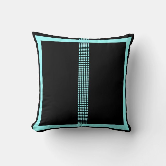 Almohada moderna negra y azul turquesa (Anverso)
