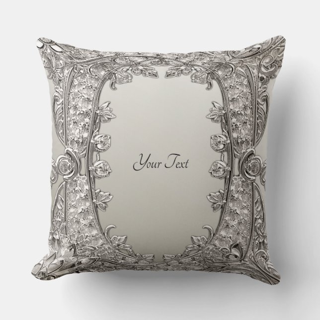 Almohada moderna ornamentada de plata (Anverso)