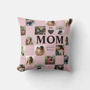Almohada moderna para madre con varias fotos rosa 