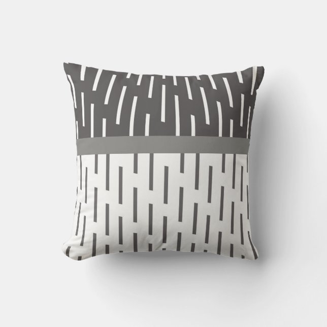 almohada moderna patrón abstracto gris y blanco (Anverso)