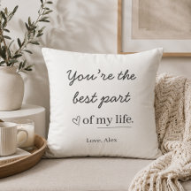 Almohada moderna personalizada con cita de amor