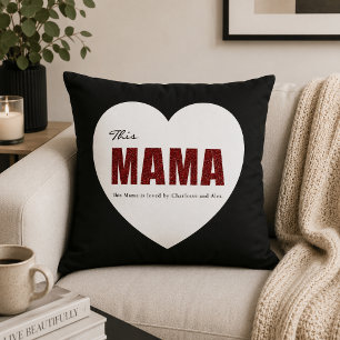Almohada moderna personalizada con corazón de Mama
