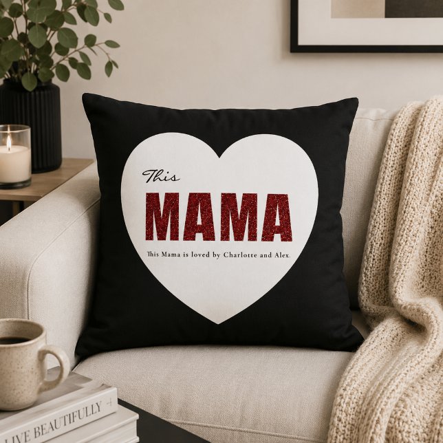Almohada moderna personalizada con corazón de Mama (Subido por el creador)