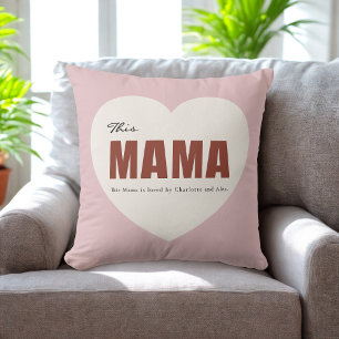 Almohada moderna personalizada con corazón de Mama