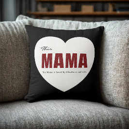 Almohada moderna personalizada con corazón de Mama
