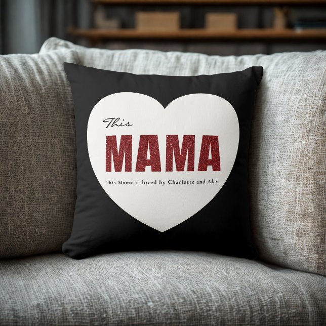 Almohada moderna personalizada con corazón de Mama (Subido por el creador)