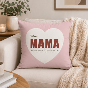 Almohada moderna personalizada con corazón de Mama