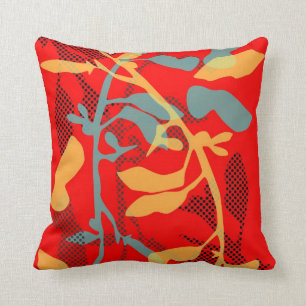Almohada moderna roja de las hojas de otoño