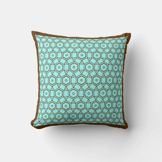 almohada moderna verde azulado y marrón (Anverso)