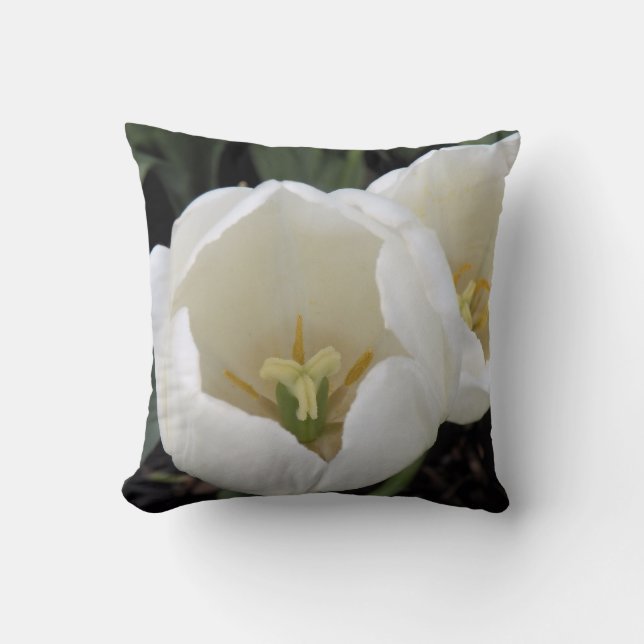 Almohada MoJo Tulipán Blanco para Mamá (Anverso)