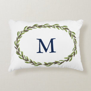 Almohada mongrammed hojas pintada