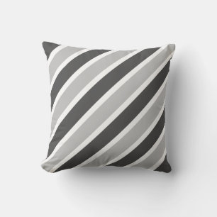 Almohada Monocroma de Rayas Diagonales Grises
