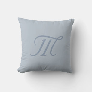 Almohada Monograma Gris Azul Plateado Chic Calmant
