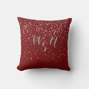 Almohada Monograma Pequeñas Estrellas Grises 16x16