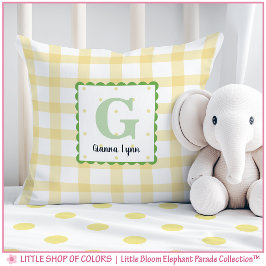 Almohada Monograma Personalizada de Gingham Amaril